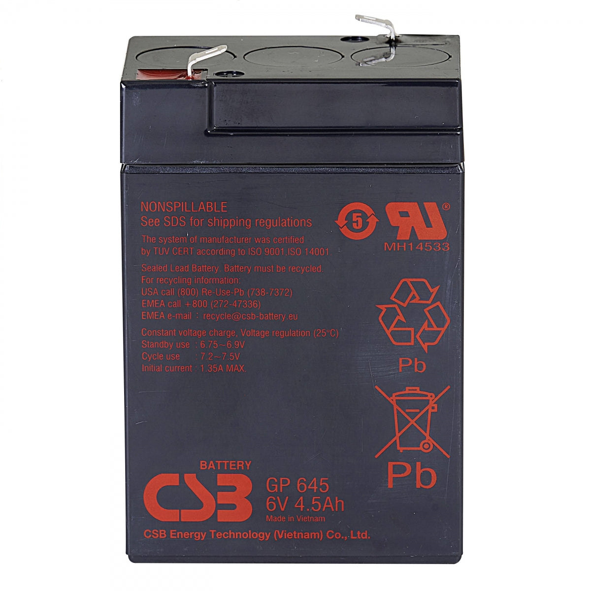 6V akumulators 4.5 Ah F1 Pb CSB