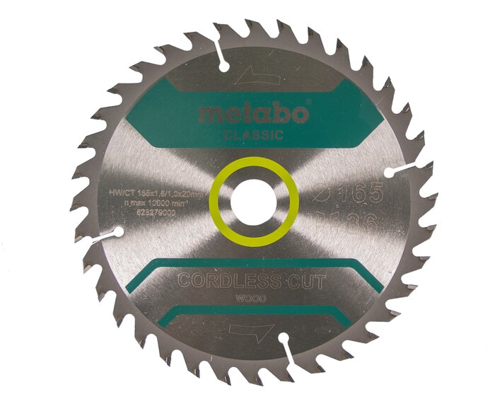 Metabo Circular Saw Blade Cut Wood Classic 165 x 20 Z36 WZ 15°