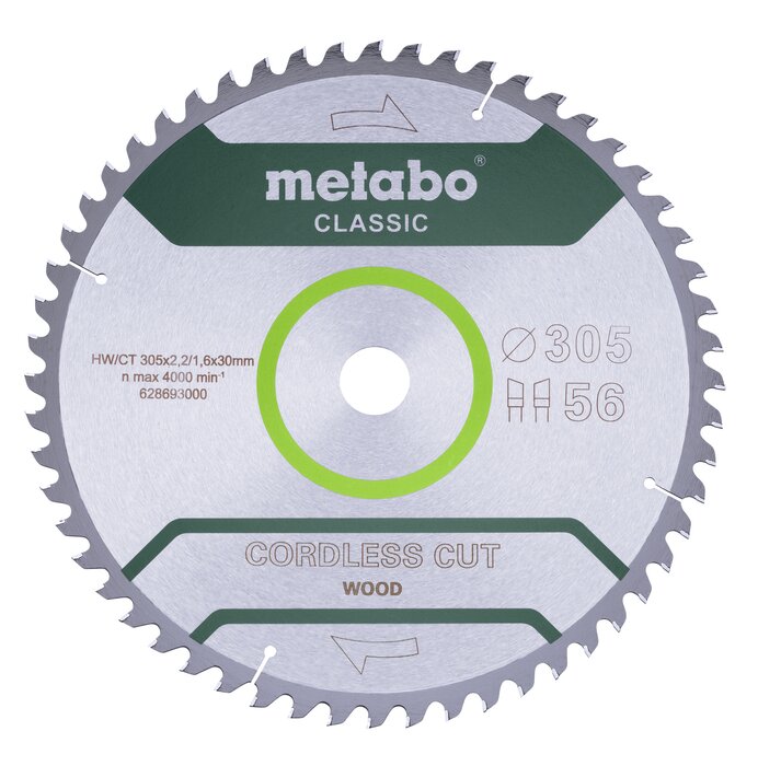 Metabo Circular Saw Blade Cut Wood Classic 305 x 30 Z56 WZ 5°