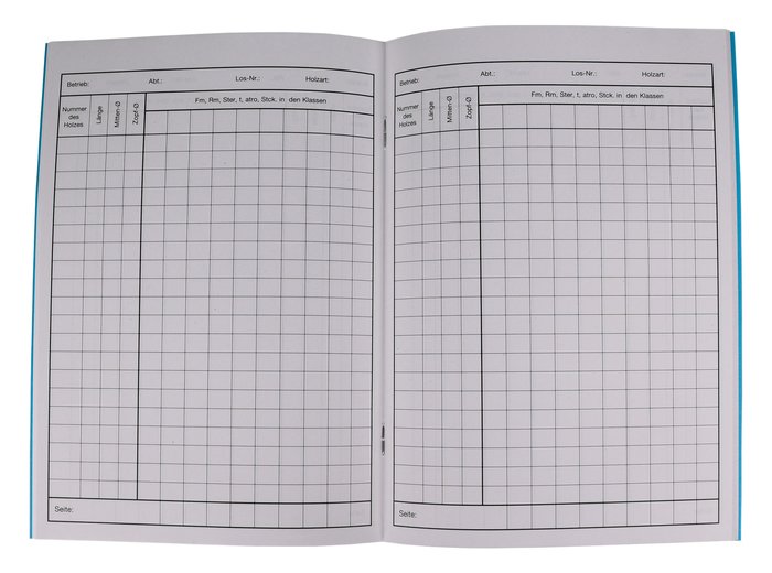 Timber Inventory List for Logs and Poles (German headings)