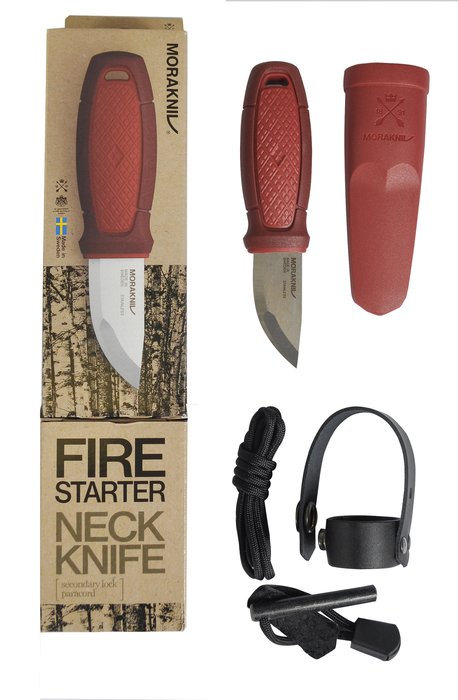 Mora Eldris Knife with Neck Band, red.