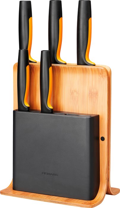 Fiskars Bamboo Knife Block with 5 Knives