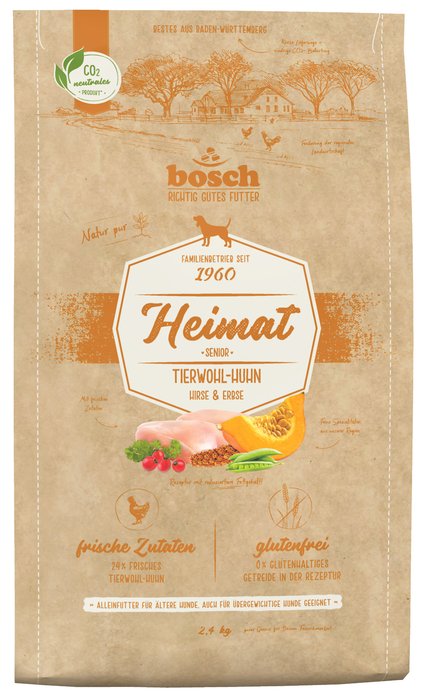 Bosch Heimat Senior dogfood with animal welfare-certificated chicken