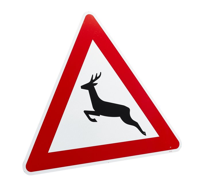 Warning Sign Game Crossing (German text "Achtung Wildwechsel")