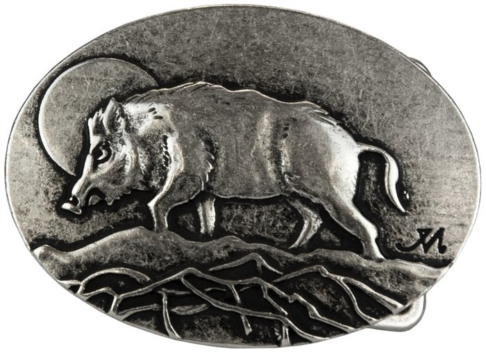 Wild Boar & Moon Belt Buckle