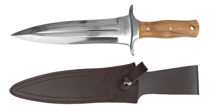 Guerrero Wild Boar Spear Point Hunting Knife with Olive Wood Handle