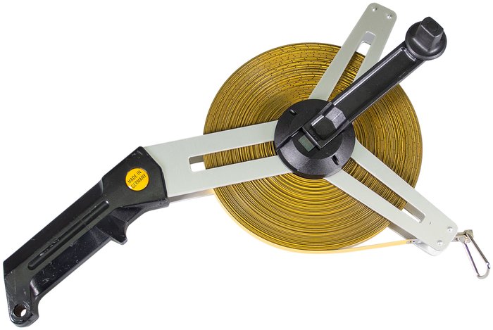Steel Measuring Tape mounted on triangular aluminum frame
