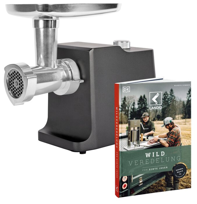 Landig W50 Meat Grinder with the cookbook "Wildveredelung"