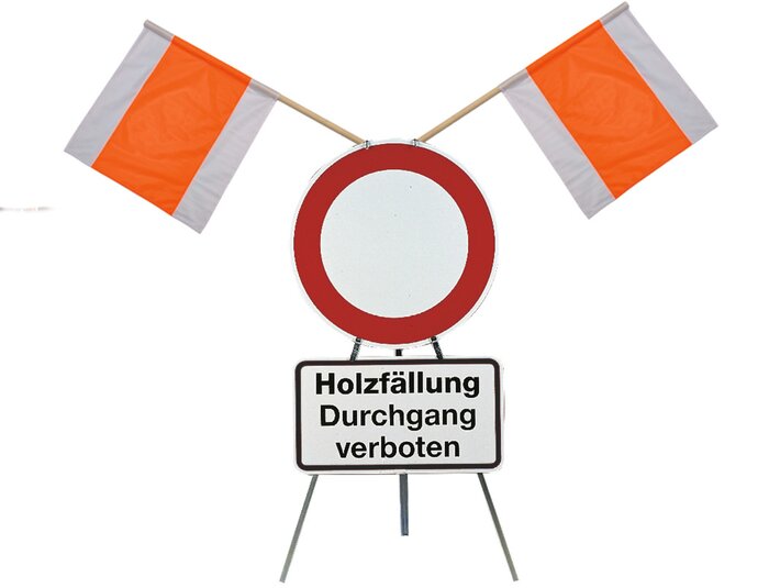 "Freiberg" Stand for Warning Signs - Complete with Barrier and Additional Explanation Signs.