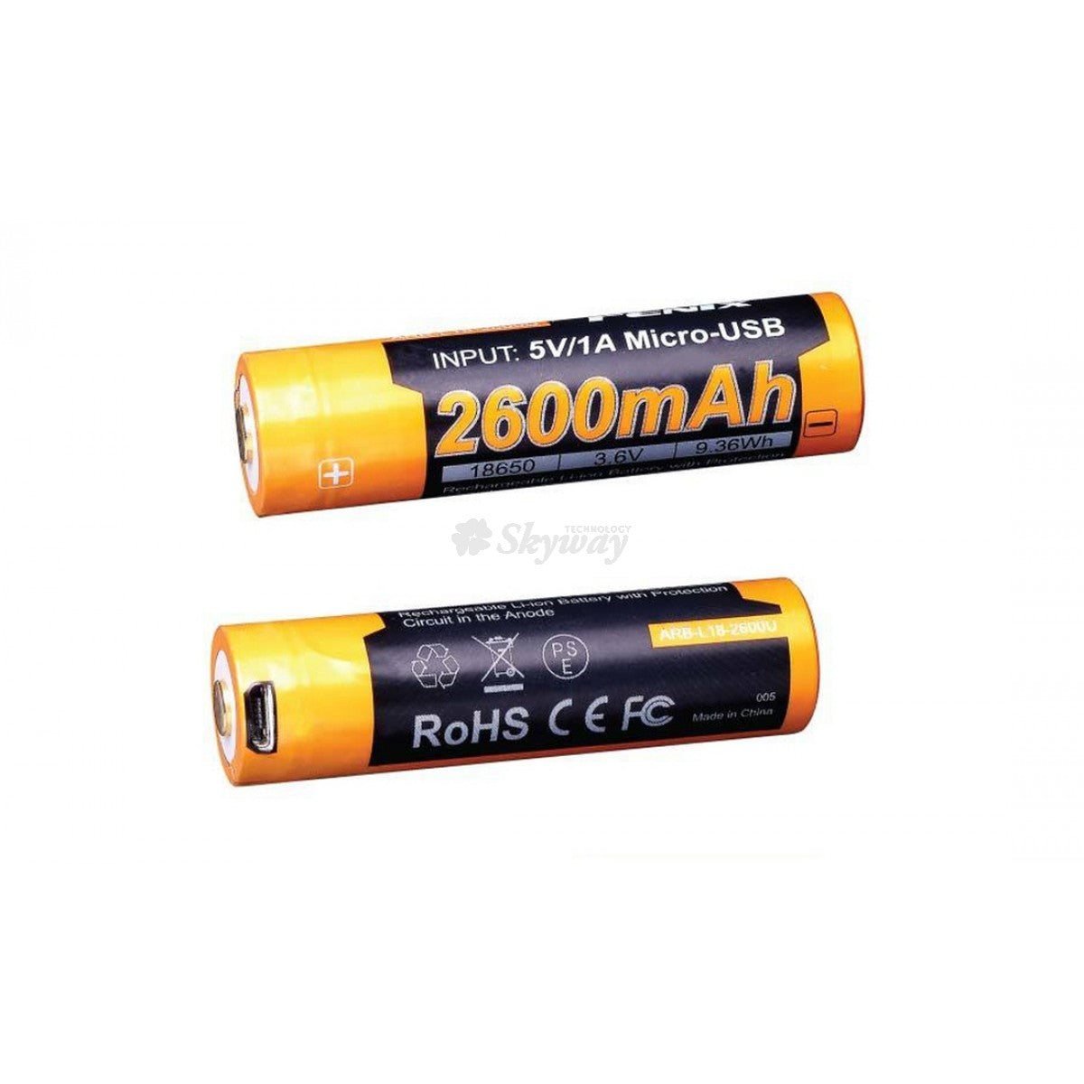 Uzlādējama baterija MINI USB 18650 3.6V 2600 MAH FENIX
