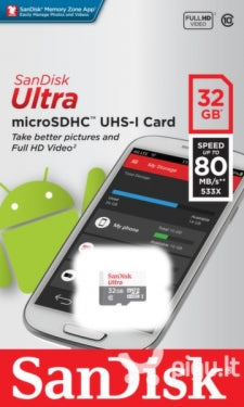 SANDISK micro card SDHC 32GB UHS-I SDSQUNS032G-GN3MN