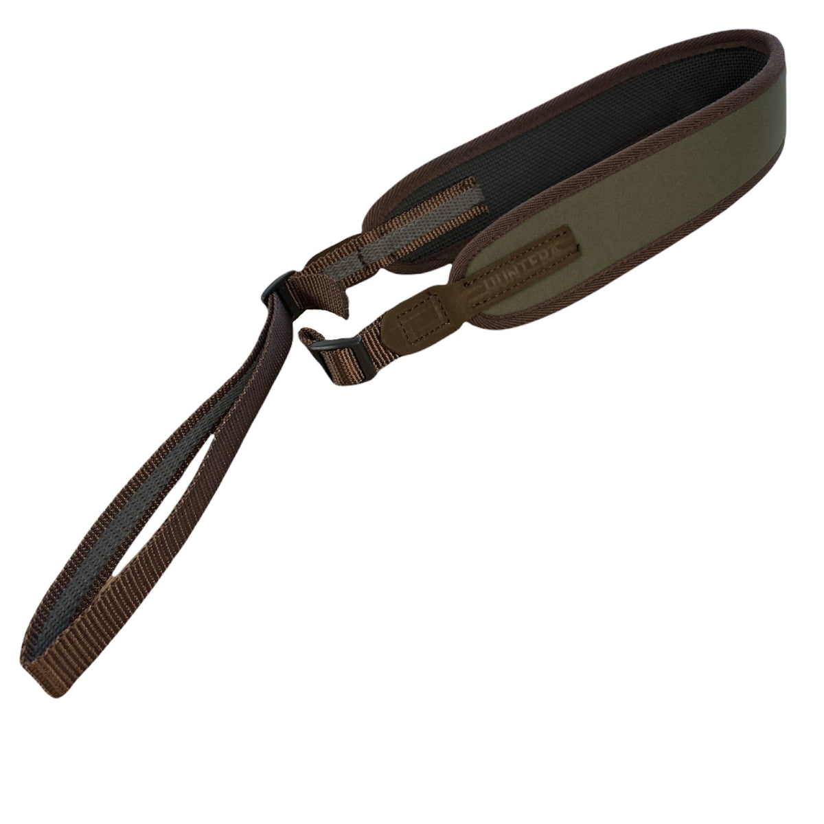 Ieroča siksna Huntera 79-110 cm, Zaļa ar zamšādas ādas detaļām