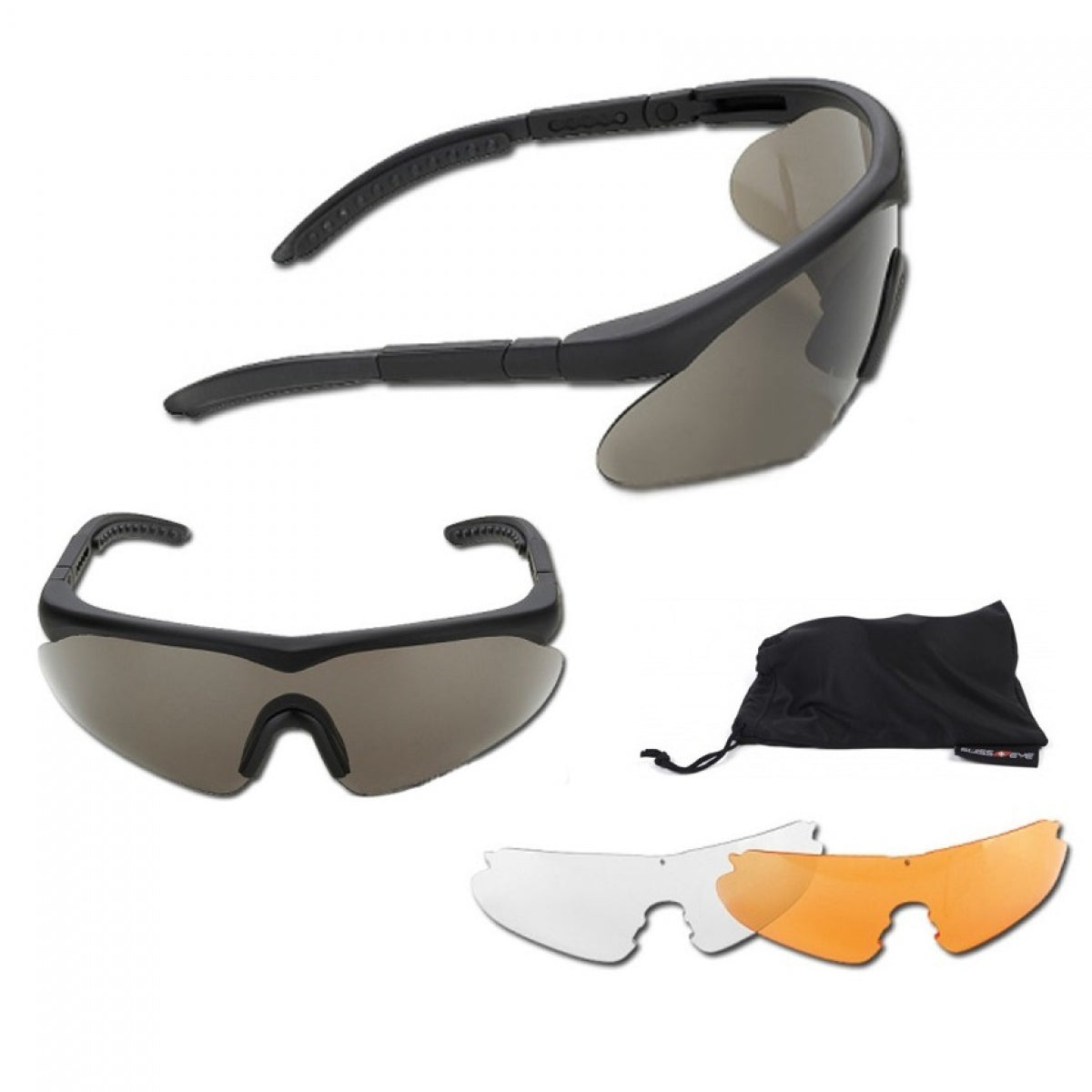 Šaušanas brilles SWISSEYE Raptor, Melns gumijas rāmis, stikliņš dūmu (10161)