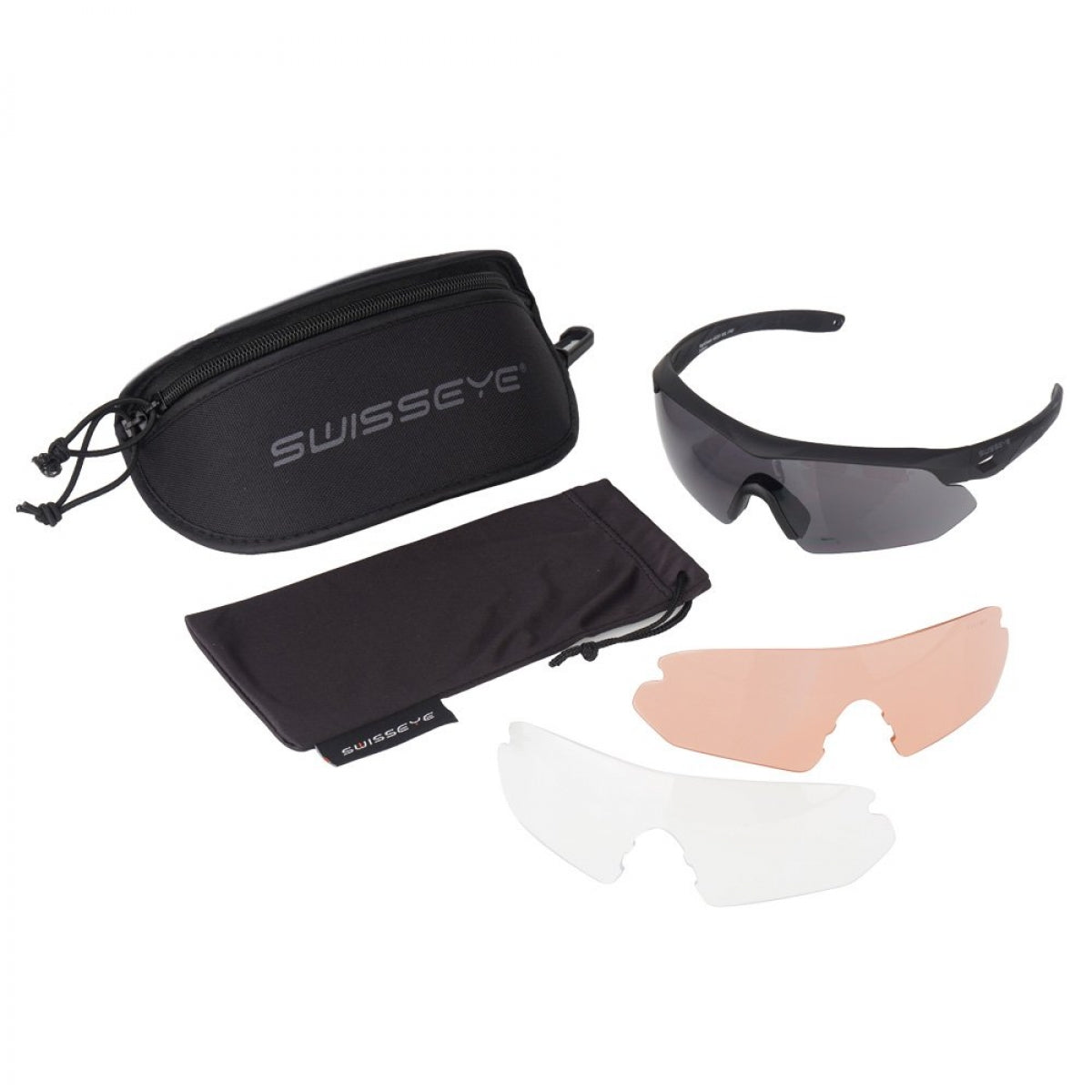 Šaušanas brilles SWISSEYE Nighthawk, Melns gumijas rāmis, stikliņš dūmu (40291)