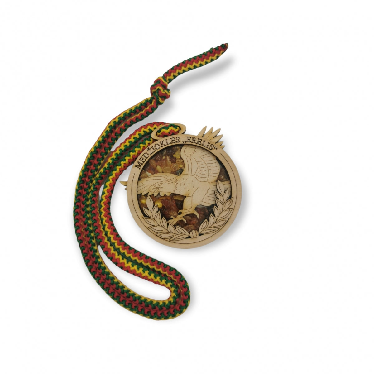 Medaļa ar dzintaru un attēlu