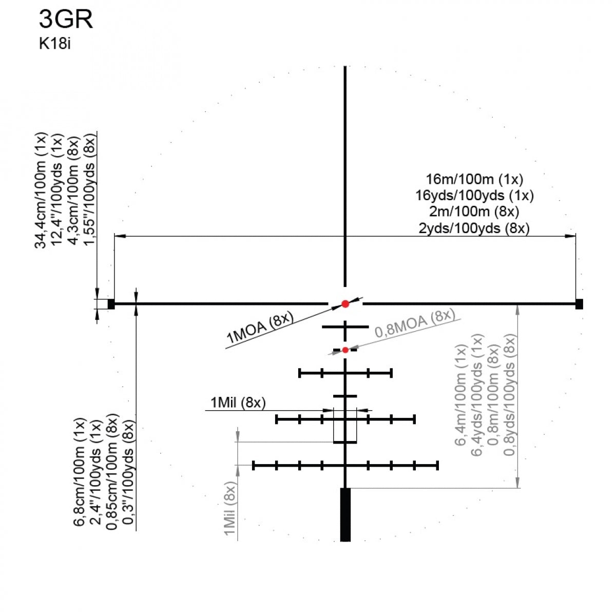 Ieroča tēmeklis Kahles K18i 1-8x24 3GR 10662