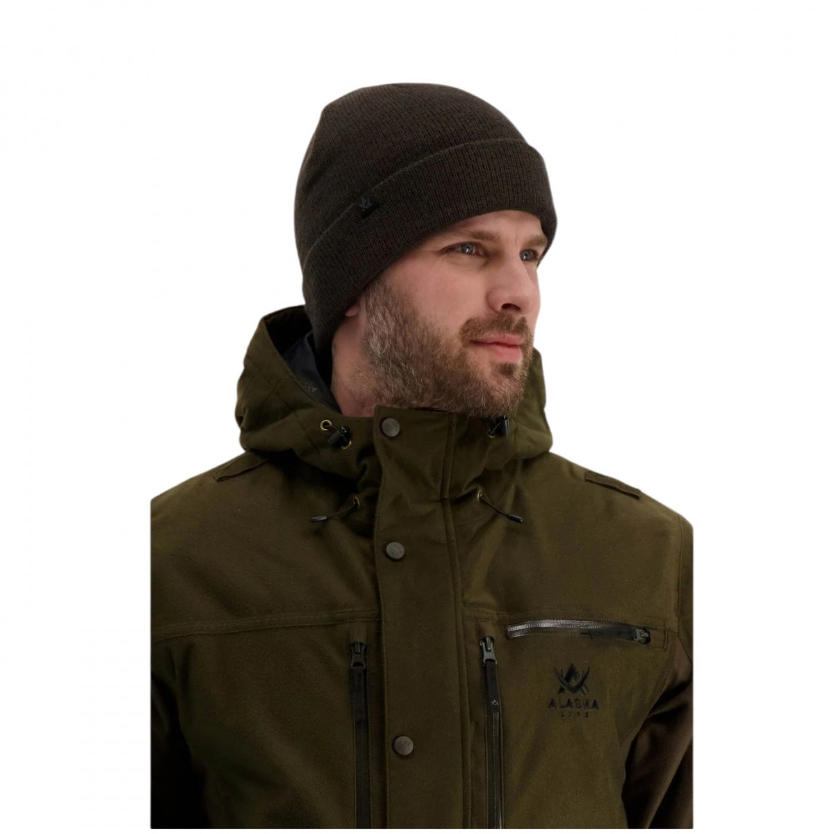 Beanie cepure Alaska Merino Moss, Brūna