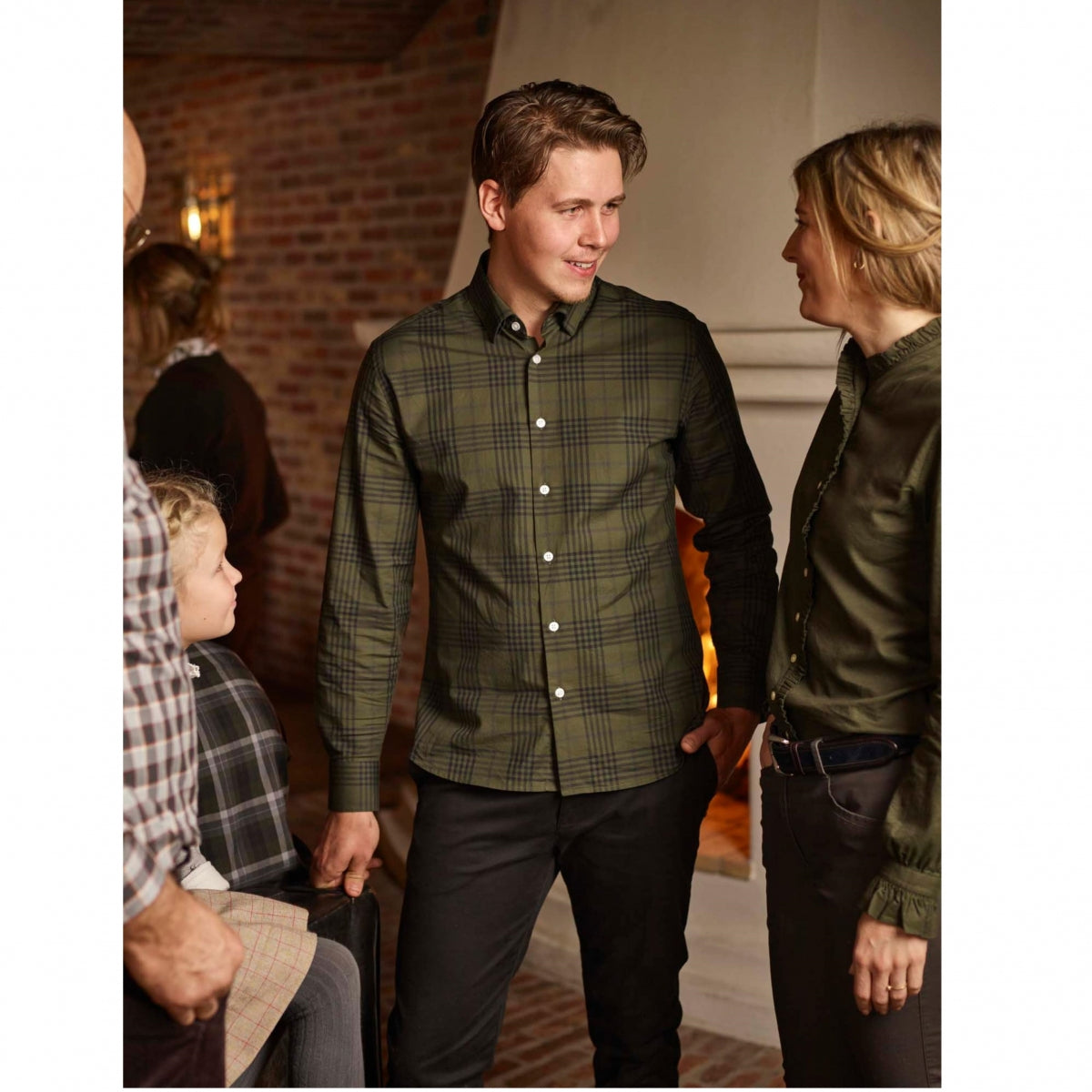 Krekls CHEVALIER Carlton Contemporary Fit Checked, Meža tumšs