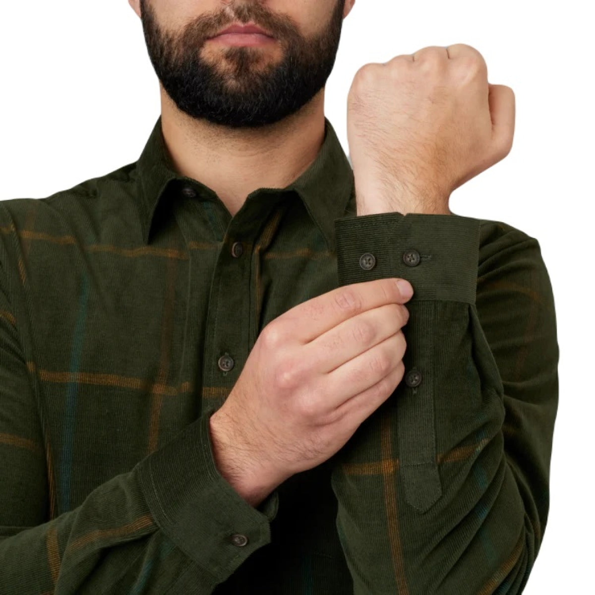 Krekls HARKILA Kaldfjord corduroy check, Vītolu zaļš