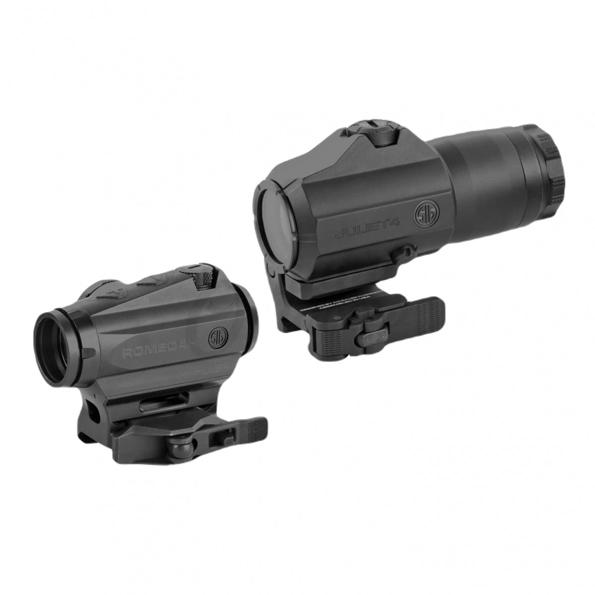 Kolimators Sig Sauer ROMEO4H ar 4X QR stiprinājumu un Juliet4 4x palielinājumu, Melns