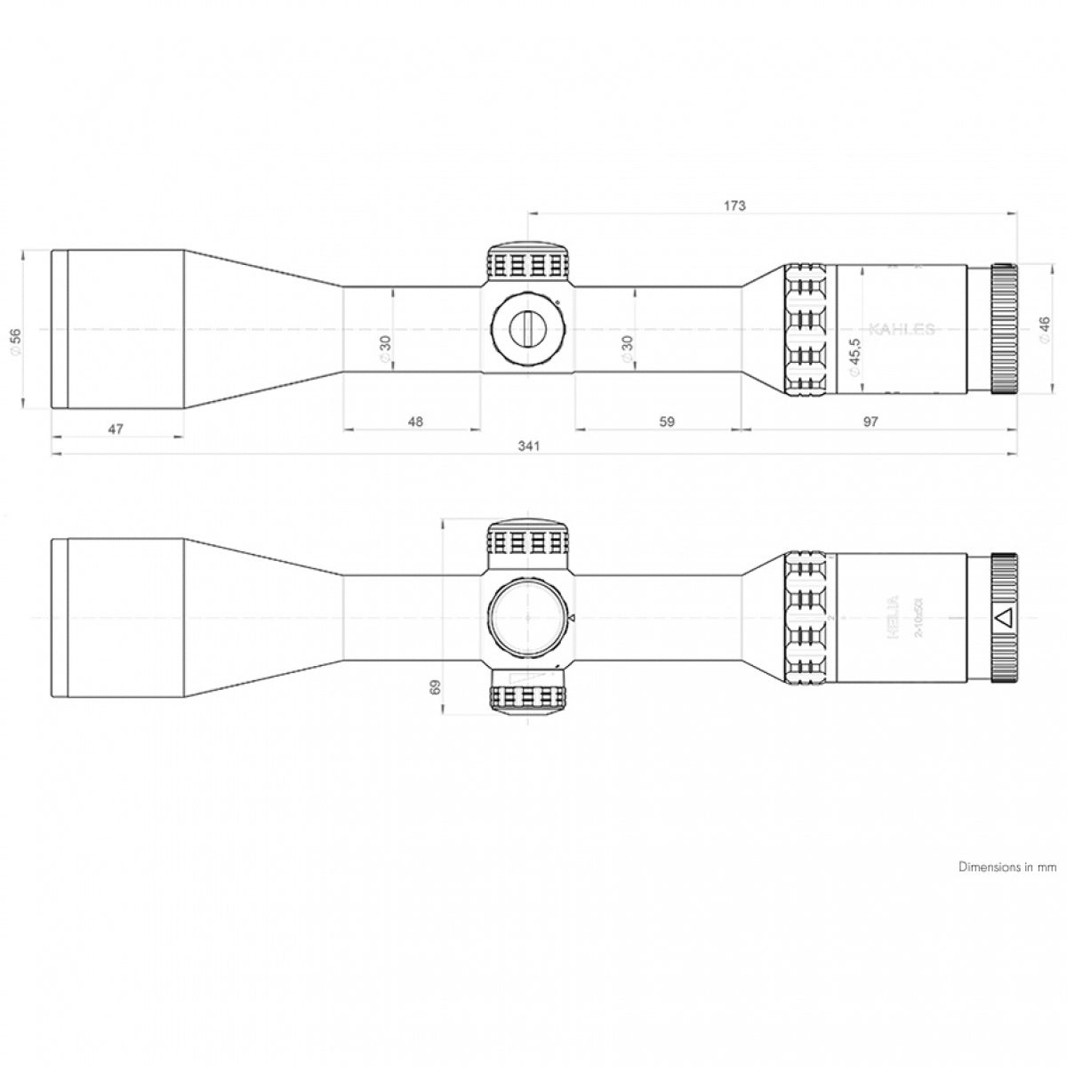 Optiskais tēmelis Kahles Helia 2-10x50i Abs.4-Dot 10624