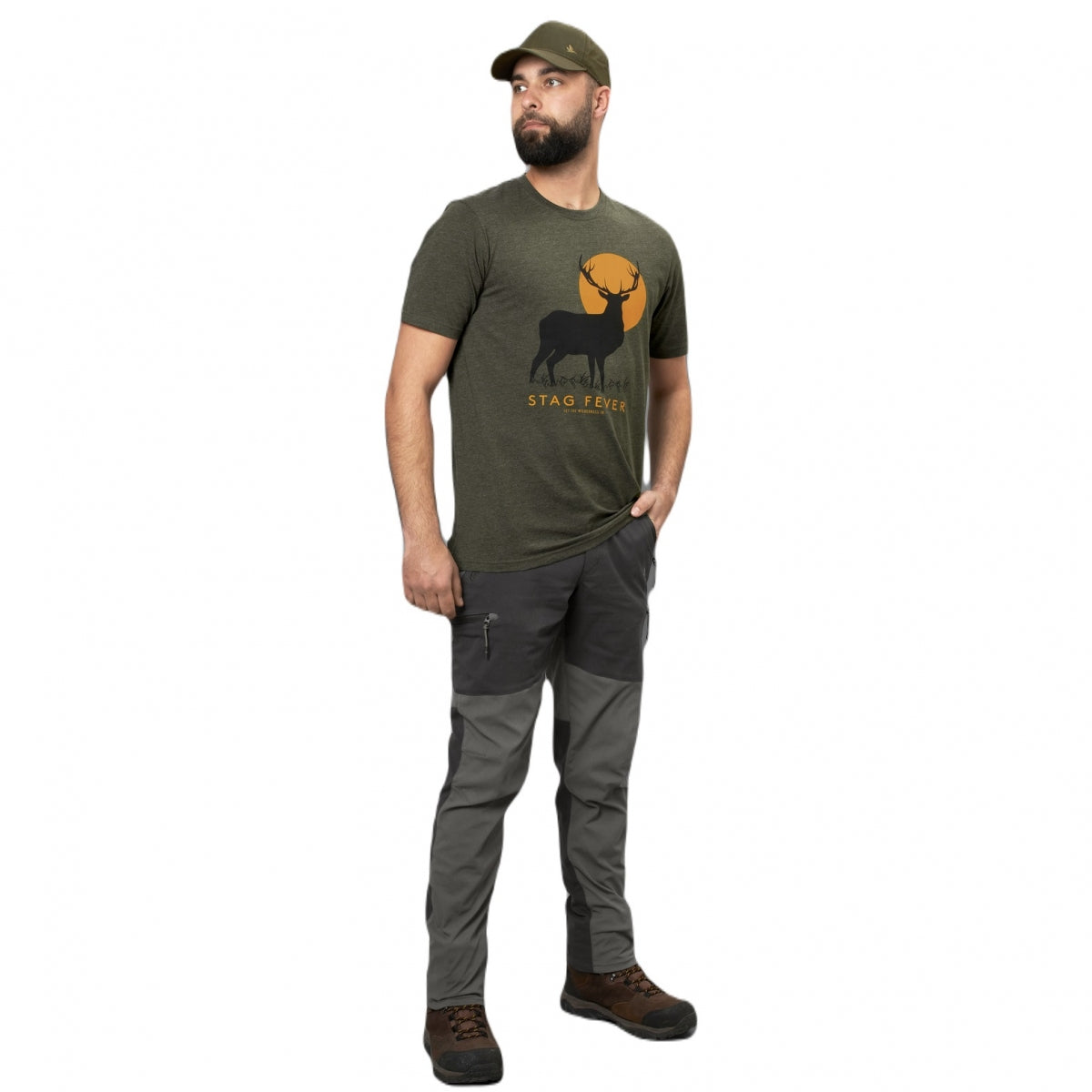 T-krekls SEELAND Stag Fever, Priežu zaļš/Melnanžs