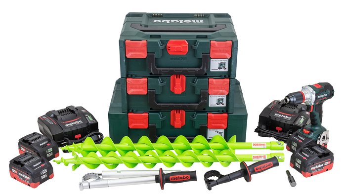Planting Drill Set with Heavy Drill Bits and Metabo BS 18 LTX BL I