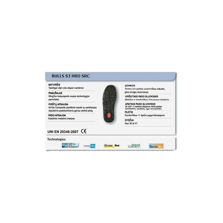 Drošības metinātāja apavi Bulls S3