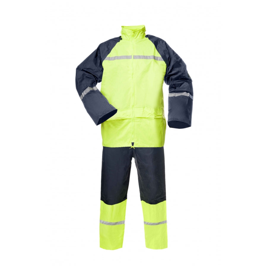 Lietus apģērbu komplekts pārklāts ar PVC, Navy dzeltens