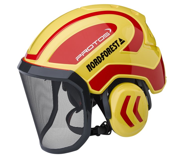 Protos Integral Arborist head protection combination yellow-red